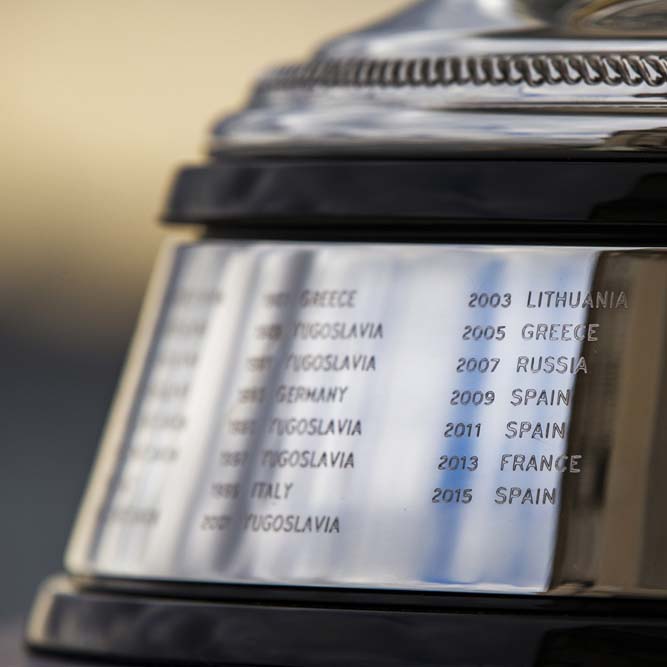 European champions engraved on to trophy plinth by expert engravers
