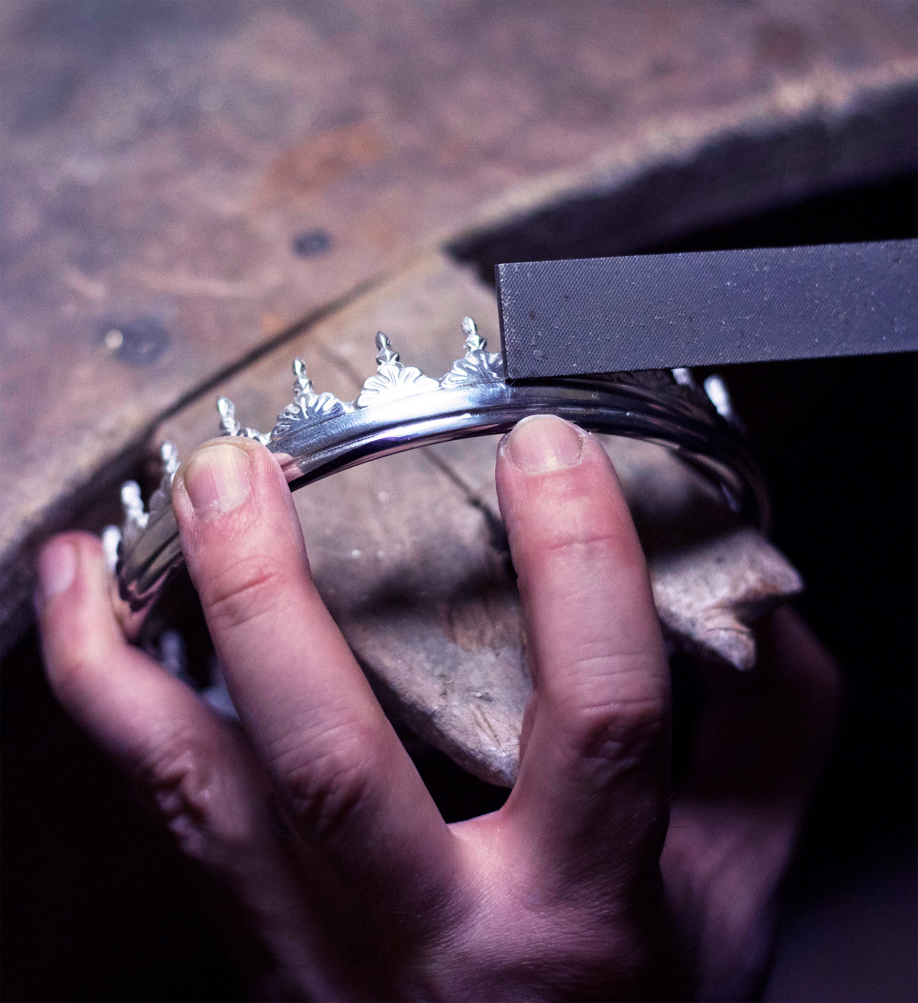 Goldsmiths and silversmiths craft the bespoke epergne in London workshop