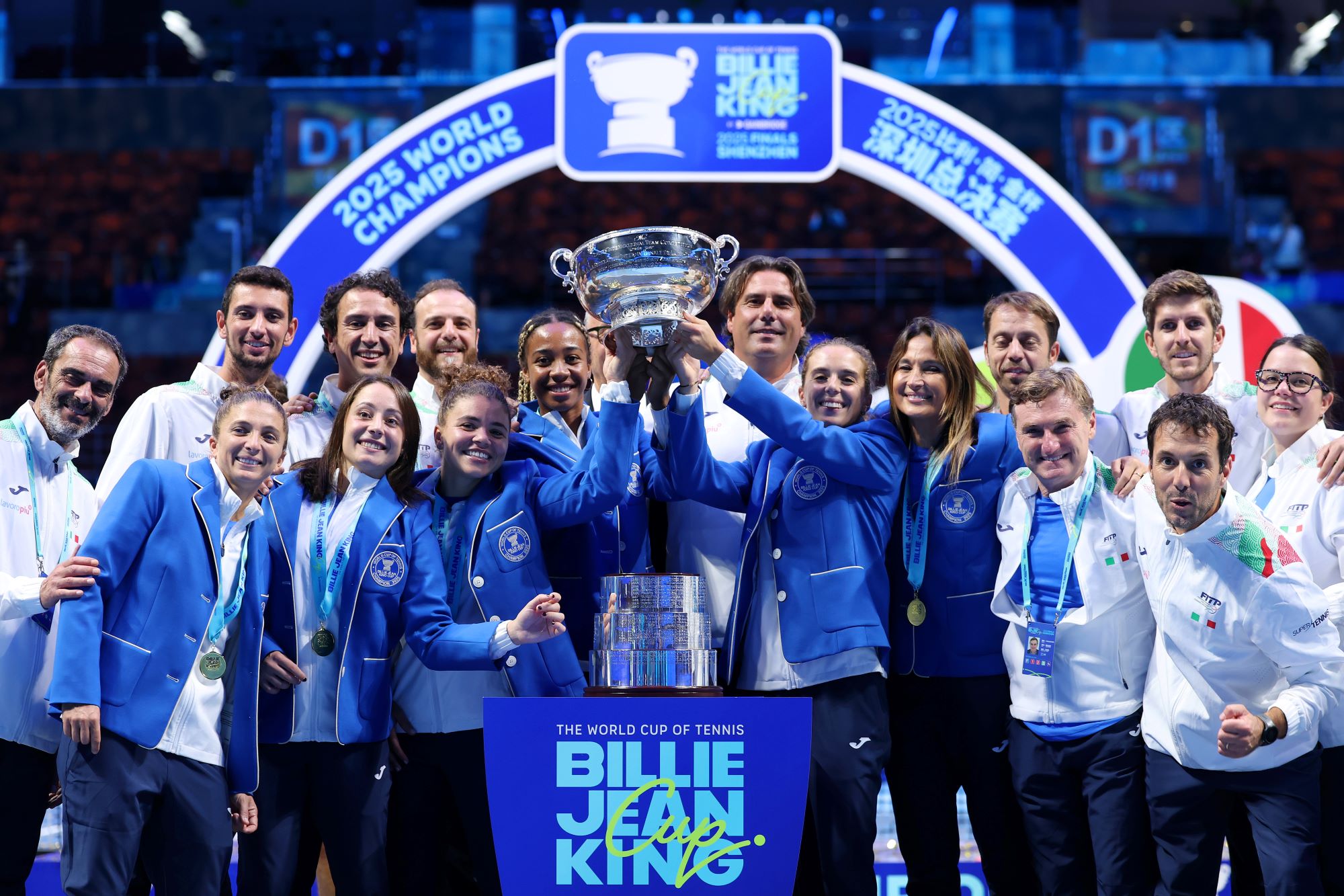 Billie jean king BJK cup winners italy 2025 tennis trophy restored by Thomas Lyte