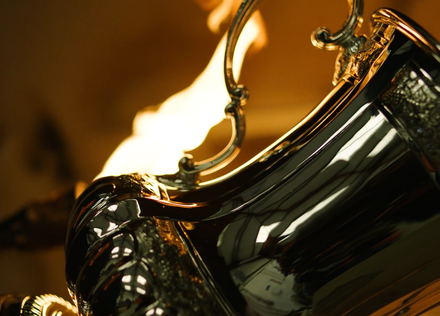 FA Cup with forge flame at the Thomas Lyte Workshops