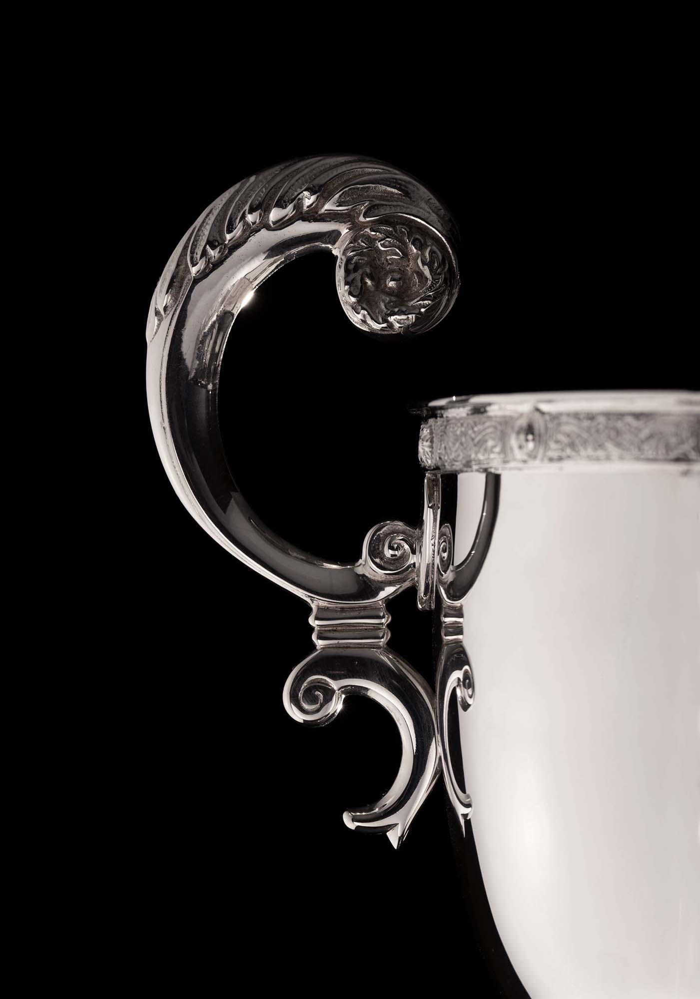 Ornate silver handle on the Bille Jean King Cup trophy