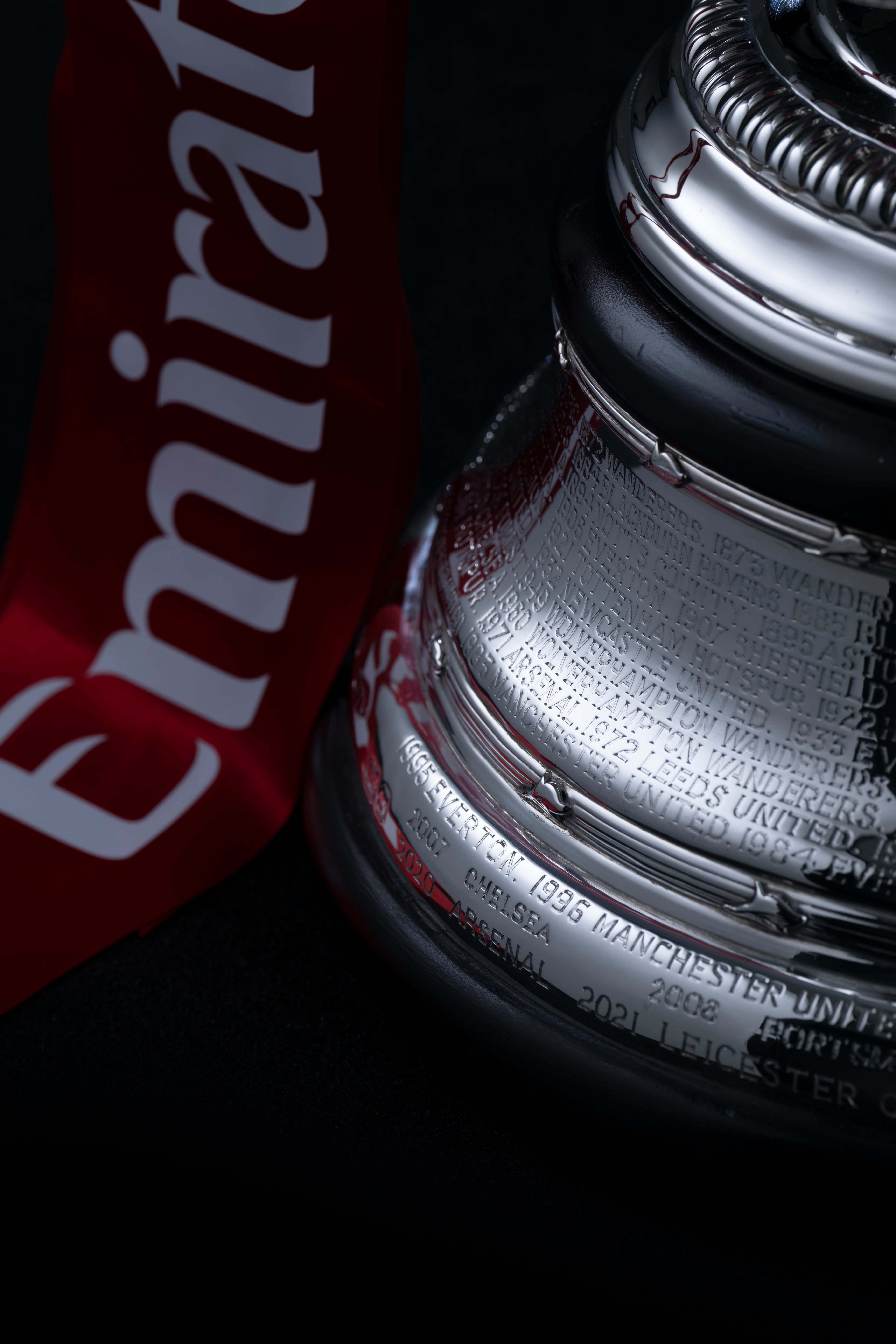 Winners engraved on to the FA Cup trophy plinth