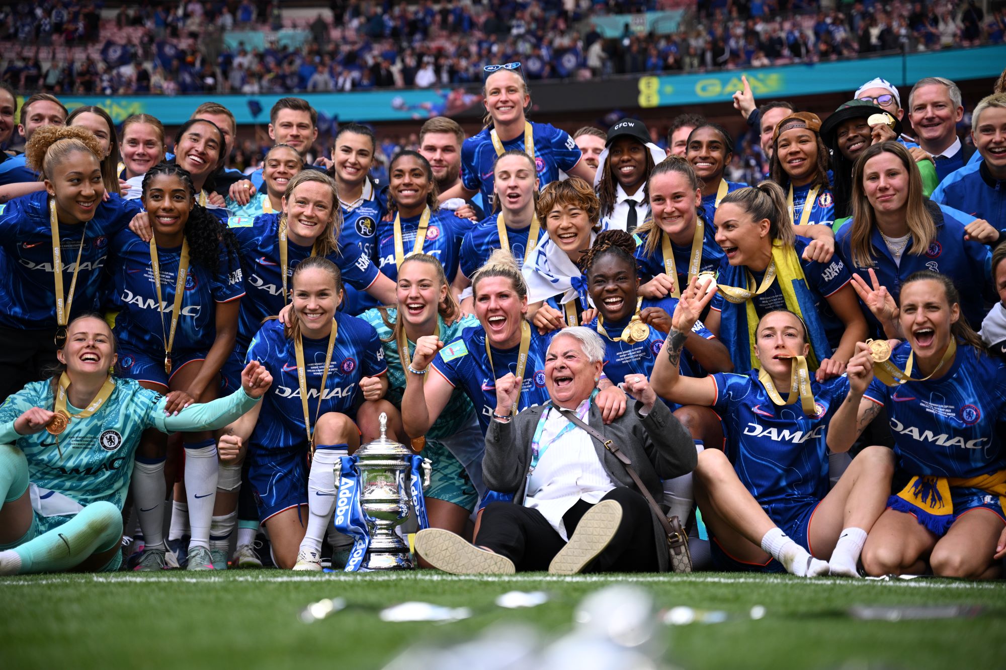 Chelsea FC winners of the Adobe Womens FA Cup 2025 designed and made by Thomas Lyte