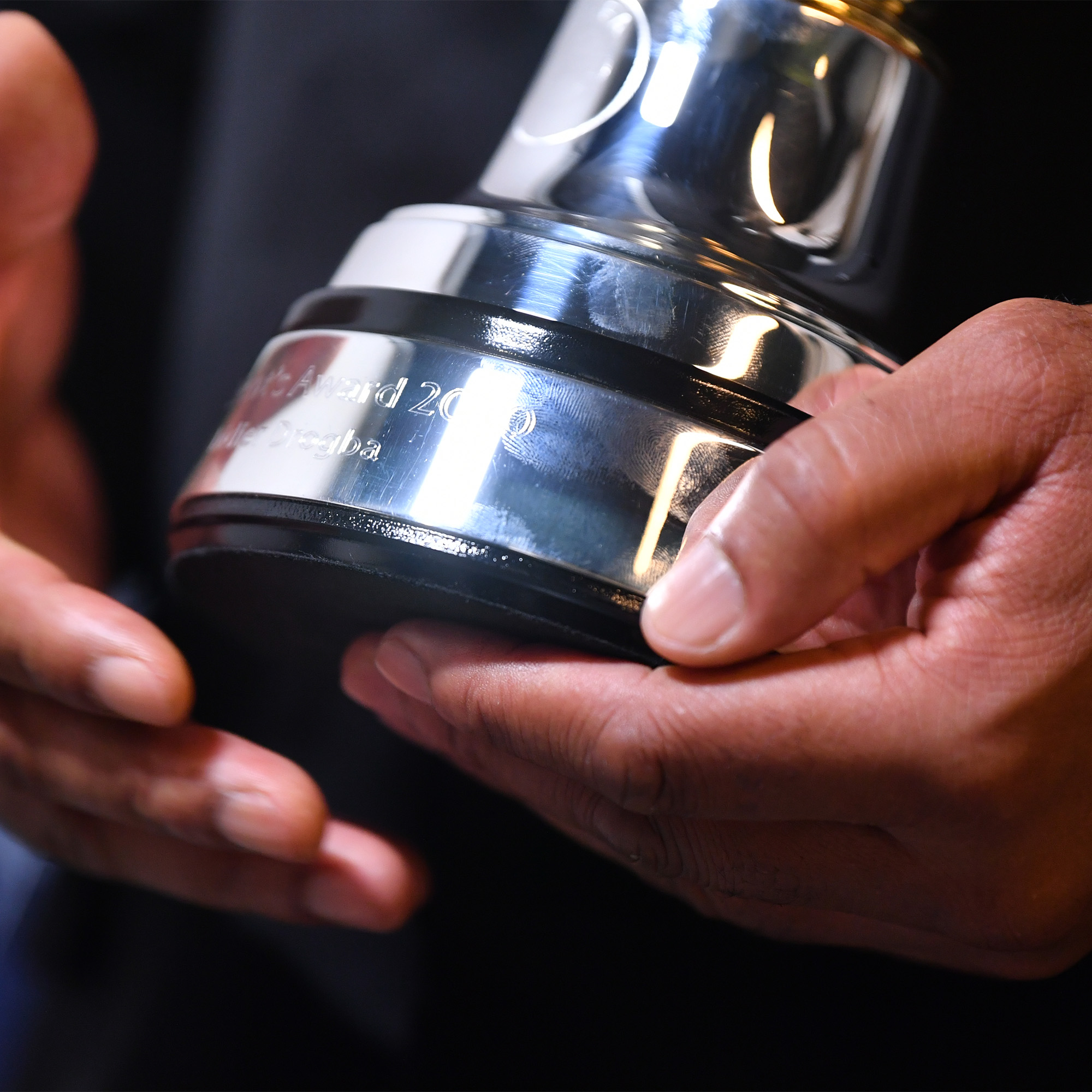 Engraving on the silver UEFA Presidents Award created by Thomas Lyte