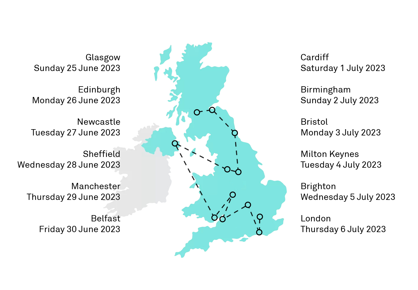 Baton of Hope UK Map