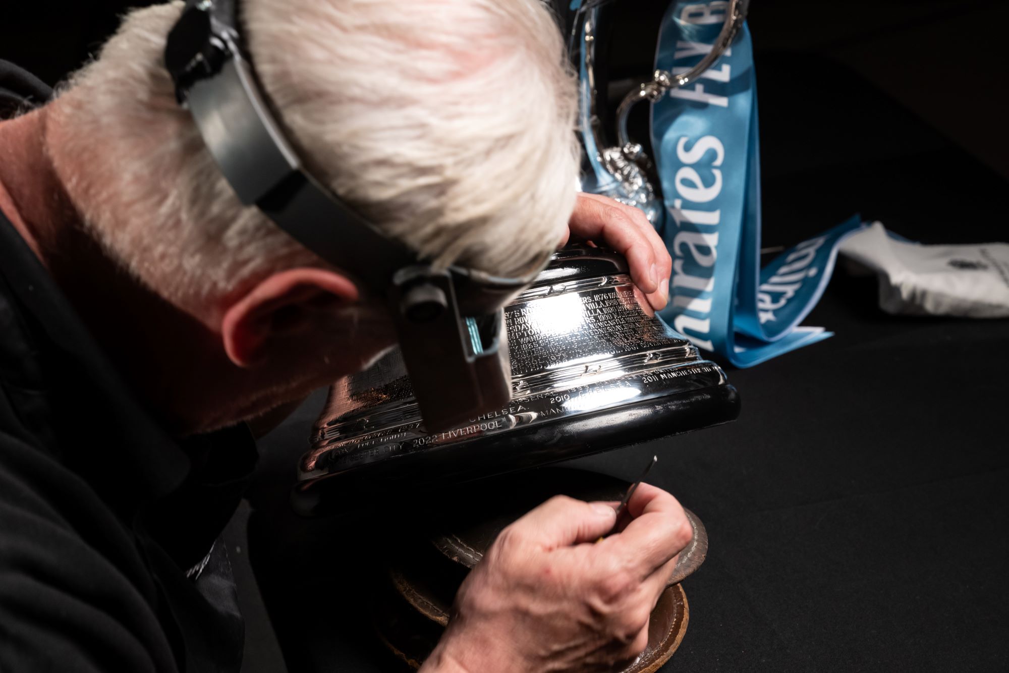 Battle of Manchester FA Cup Engraved Early by Thomas Lyte - hand engraver shoulder (opt)