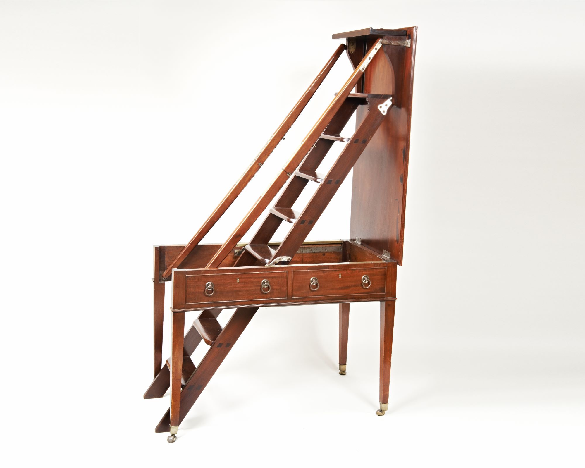 Compton Verney - Metamorphic mahogany library steps, Mayhew and Ince