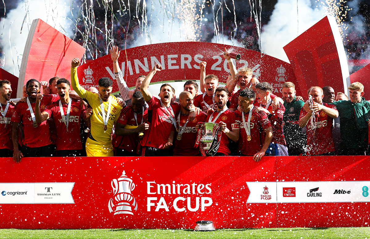 manchester united 2024 fa cup winners trophy designed and made by Thomas Lyte