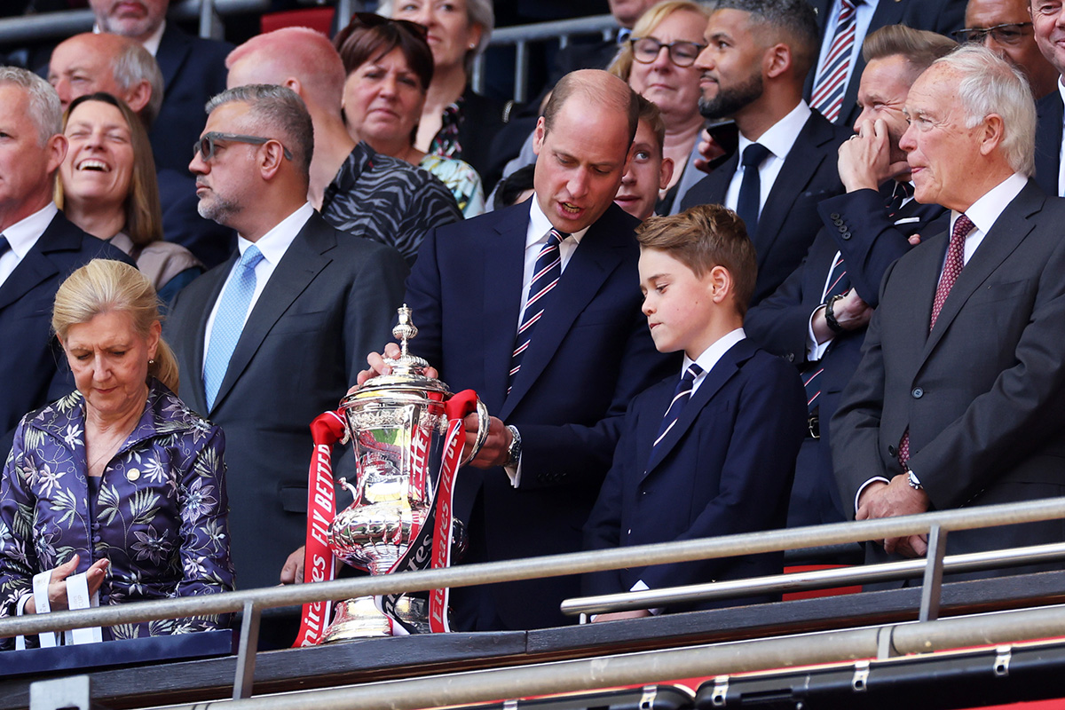 william prince of wales and prince george fa cup trophy crafted by Thomas Lyte 2024