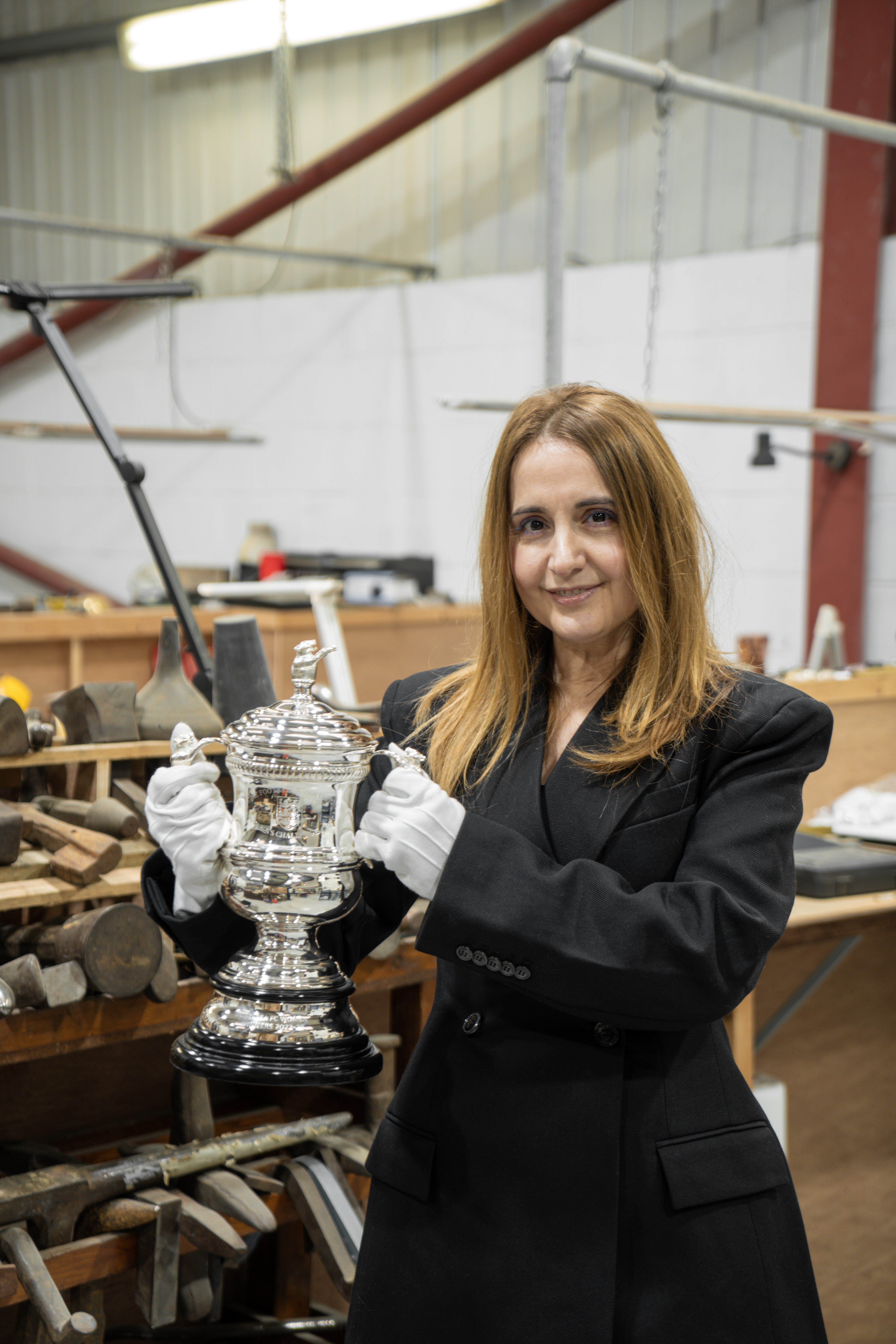 Women in Sport Meri Markoska womens FA Cup trophy designed and made by Thomas Lyte
