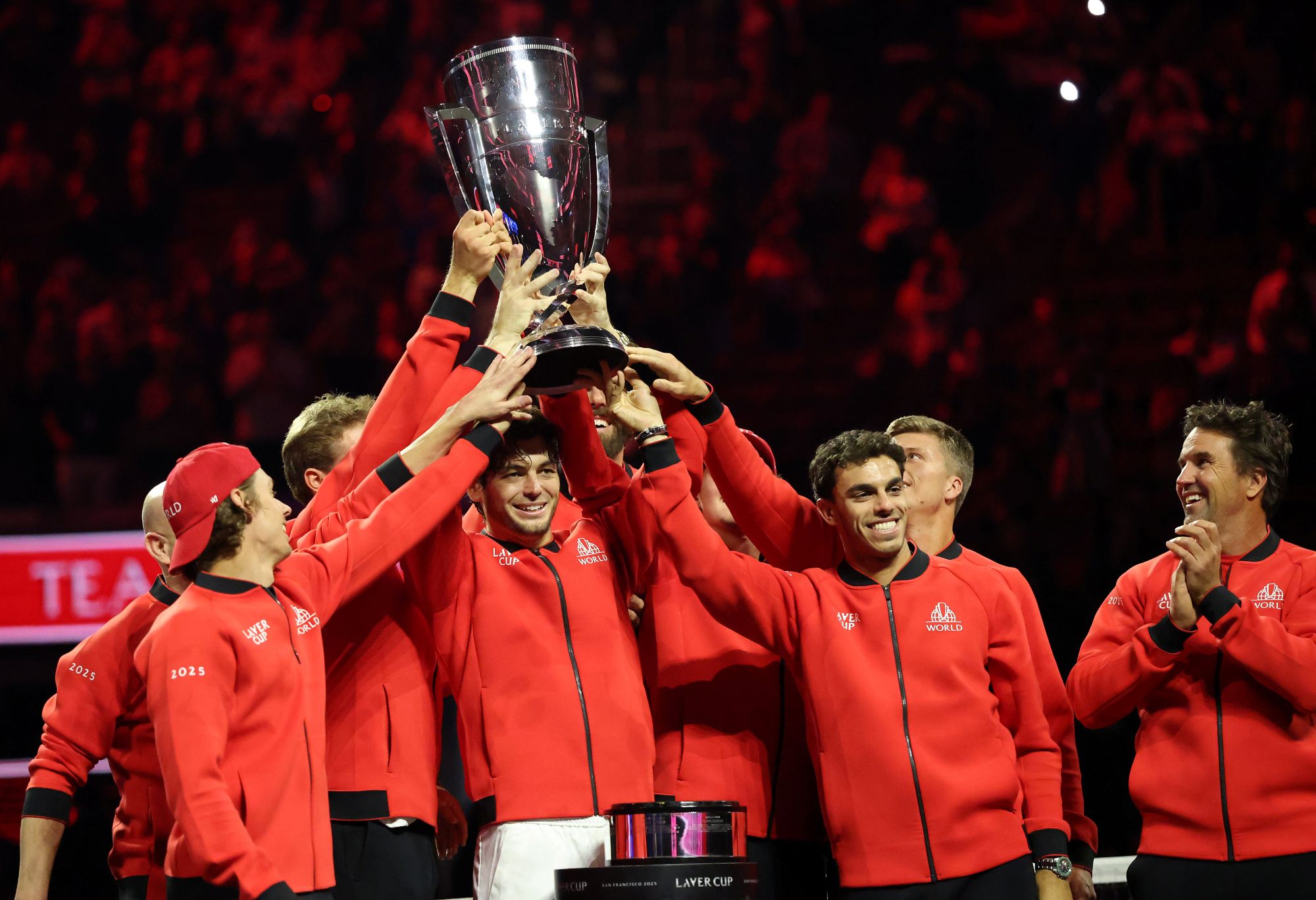 Laver Cup trophy designers makers Thomas Lyte - Rest of World trophy lift