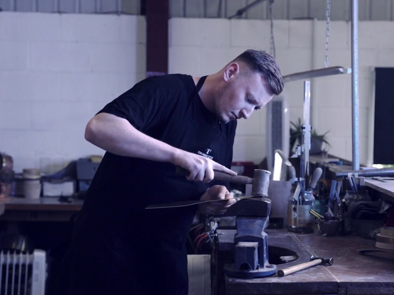 Silversmith Hammering-Thomas Lyte-Designers Makers